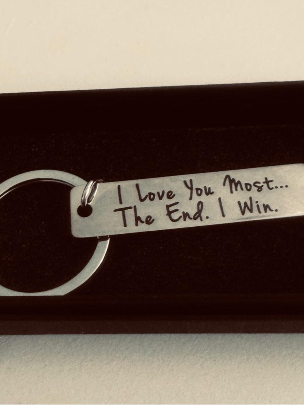 Engraved Silver Tone 'I Love You Most' Keychain